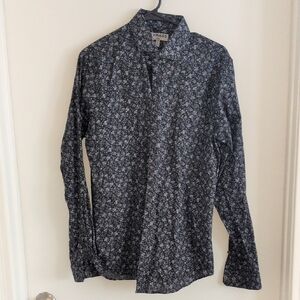 Express Men's Black and White Floral Button Down Shirt